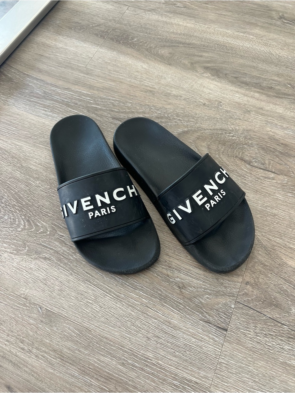 Givenchy Paris Black Logo Slide Sandals